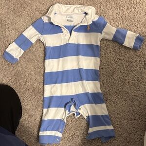 Blue and White Striped Kids One Piece